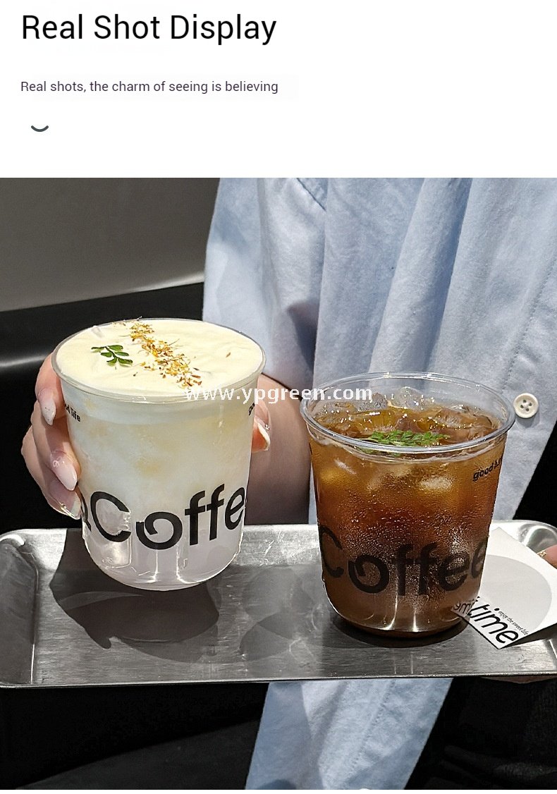 400ml PET U-Shaped Cold Drink Cups with Lid – 9x6x9.5cm Disposable Coffee Cup