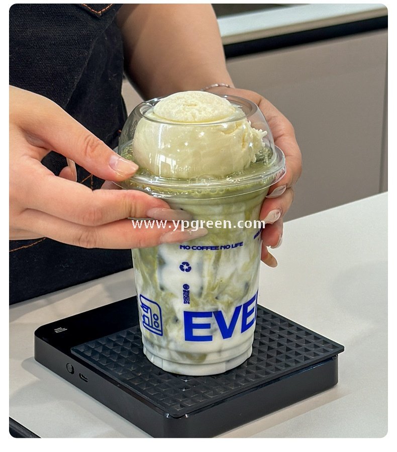 500ml Cold Drink Cup with Sleeve & Lid 9.8x6.5x12.1cm – 16oz Disposable PET Cup