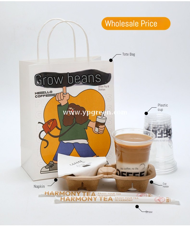 400ml Custom Logo U-Shaped Plastic Cups with 3 Different Lids – 9x6x9.5cm Disposable Cold Drink Packaging
