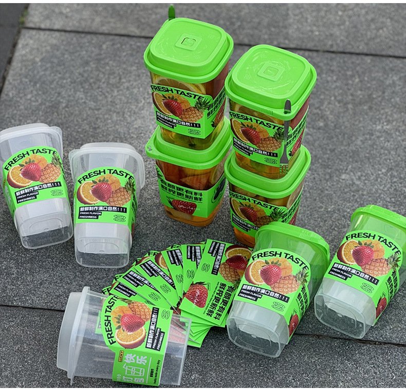 22oz Square Frosted Tea Cups 9.2x6.5x12.9cm – 650ml Injection Molded Plastic with Green Lid