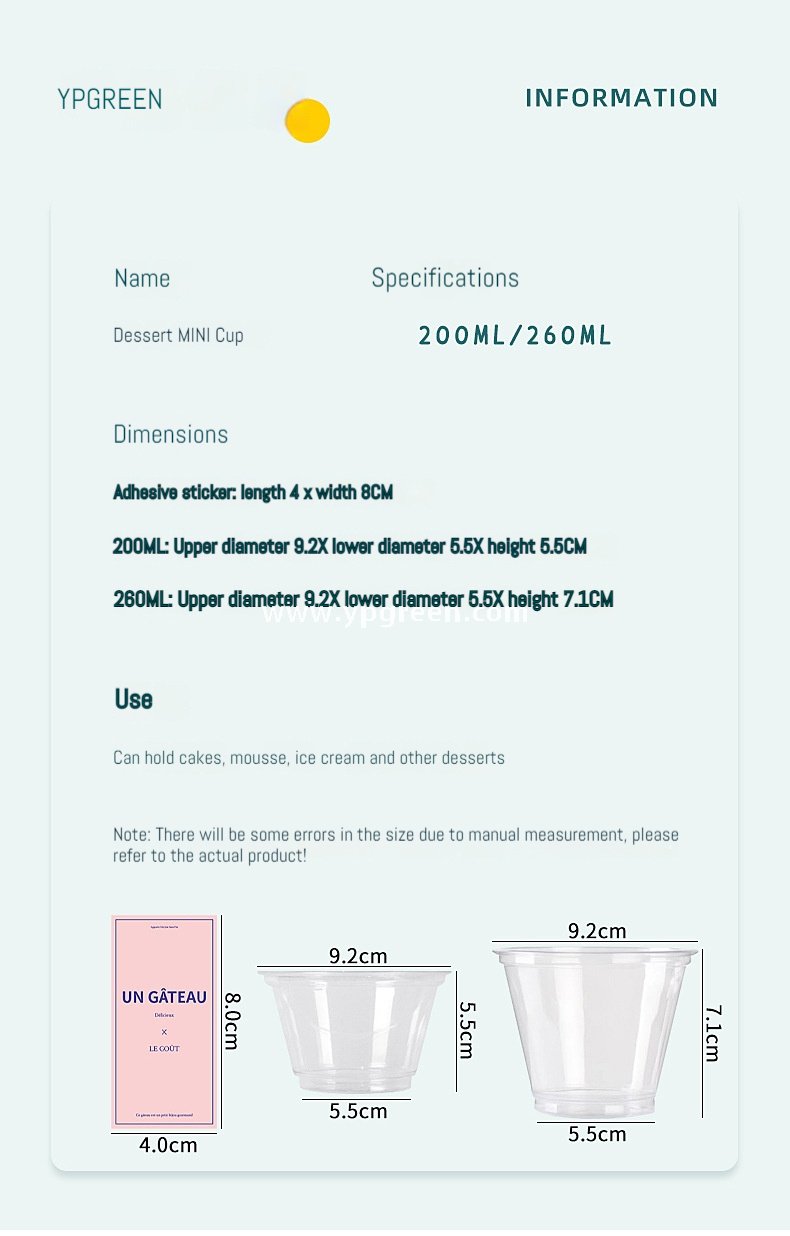 200/260ml Mini Dessert Boxes with Labels & Cups – 92x55x55/92x55x71mm Pastry Takeaway Packaging