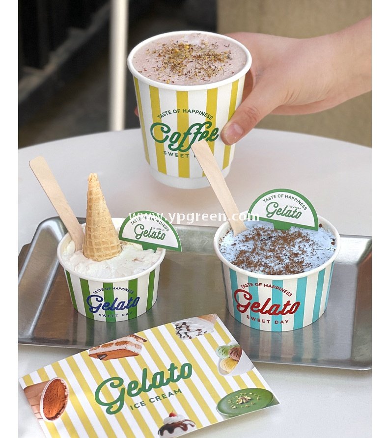 2 oz 95ml ice cream paper bowl – 7.5x6.2x4.2cm Gelato & Yogurt To-Go Bowls
