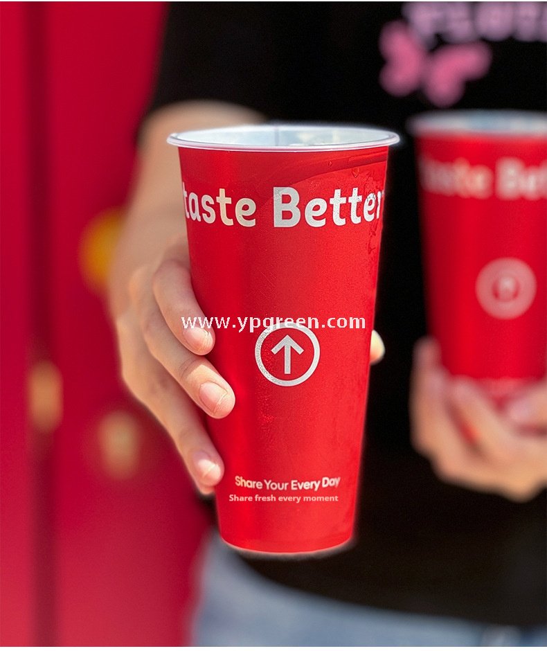 9x4.8x15.7cm Red Matte PP Cups with Lock & Lock leak-proof lid – 500ml Plastic Cups with Inner Foil