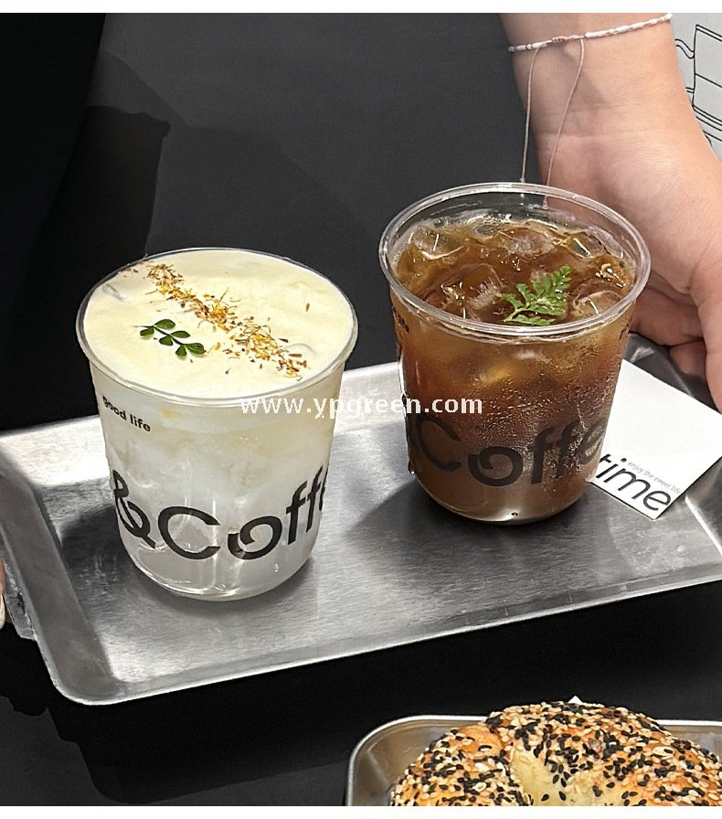400ml PET U-Shaped Cold Drink Cups with Lid – 9x6x9.5cm Disposable Coffee Cup