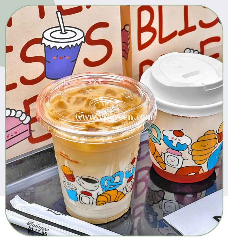 400ml PET transparent plastic cup 14oz + direct drinking lid – 9.8x6x10.7 cm Cold Beverage Takeaway Solution
