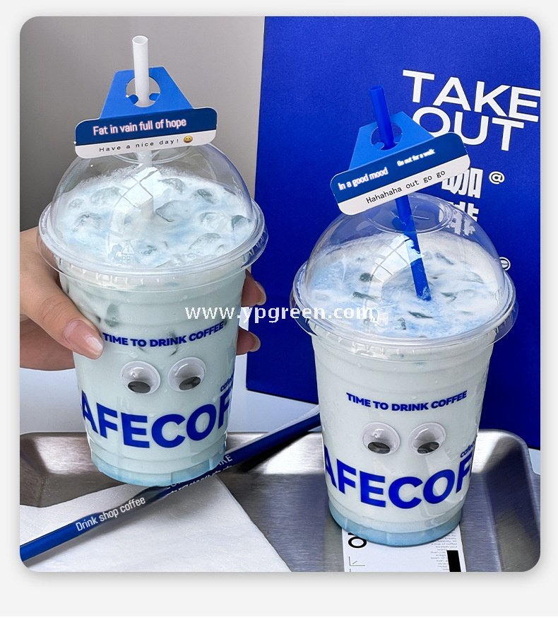 16oz Blue PET Cold Drink Cups with Lids – 500ml Disposable Iced Beverage Cups