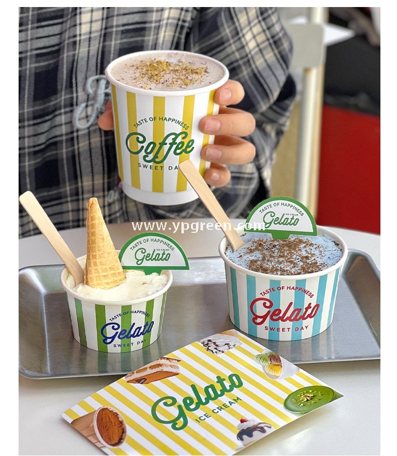 2 oz 95ml ice cream paper bowl – 7.5x6.2x4.2cm Gelato & Yogurt To-Go Bowls