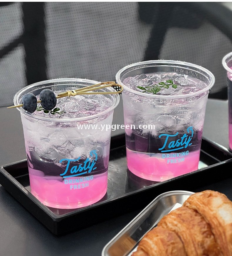 18oz 500ml PET Clear Cold Drink Cup with Custom White Paper Sleeve – 9.8x7.5x9.9cm