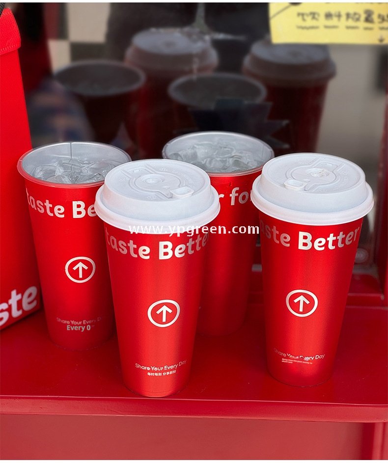 9x4.8x15.7cm Red Matte PP Cups with Lock & Lock leak-proof lid – 500ml Plastic Cups with Inner Foil