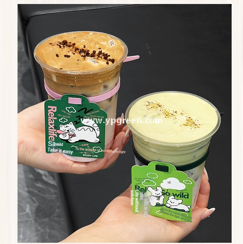 9.8x6.1x12.1cm Coffee Cup Sleeve & Tag Set – Customizable Card & Band Accessories