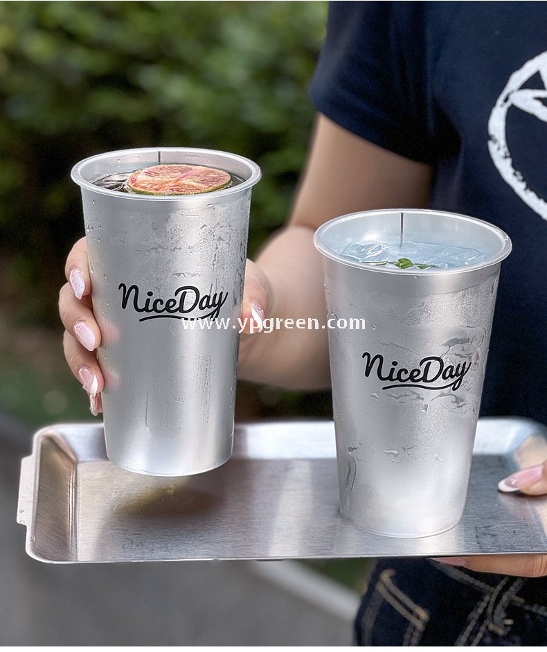 500ml Silver-Lined PP Injection Coffee Cup – 90x58x137mm Hot & Cold Use, Food Grade