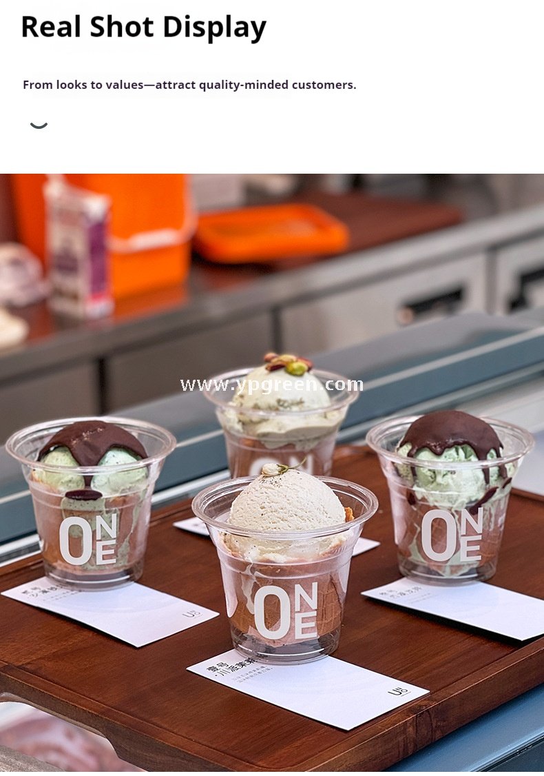 250ml Mini Clear Ice Cream Cup – 9.5×5.5×8cm Disposable Dessert Cup