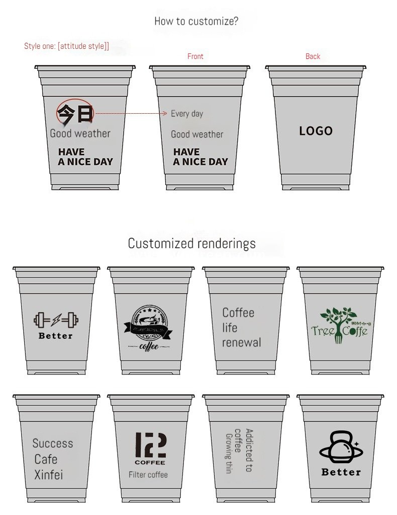 400ml PET transparent coffee cup + flat lid – 9.8x6x10.7 cm Cold Drink Plastic Cups - Packaging Sourcing Agent