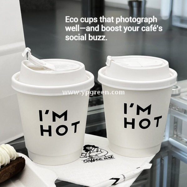 8oz / 10oz / 12oz / 16oz / 20oz White Paper Coffee Cups with Lids – Double Wall Disposable Hot Drink Cups for Takeaway & Custom Branding