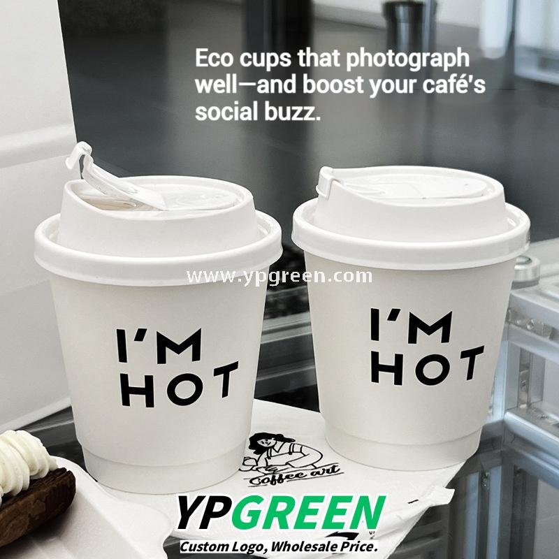 8oz / 10oz / 12oz / 16oz / 20oz White Paper Coffee Cups with Lids – Double Wall Disposable Hot Drink Cups for Takeaway & Custom Branding