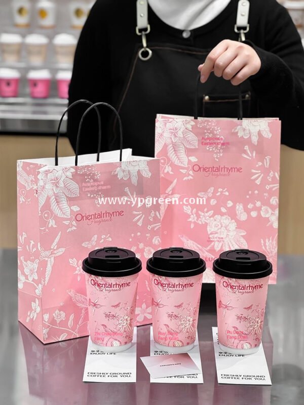 500ml / 600ml UV-Textured Double PE Coated Paper Cups – Hollow Wall Milk Tea Cups for Hot Drinks & Takeaway