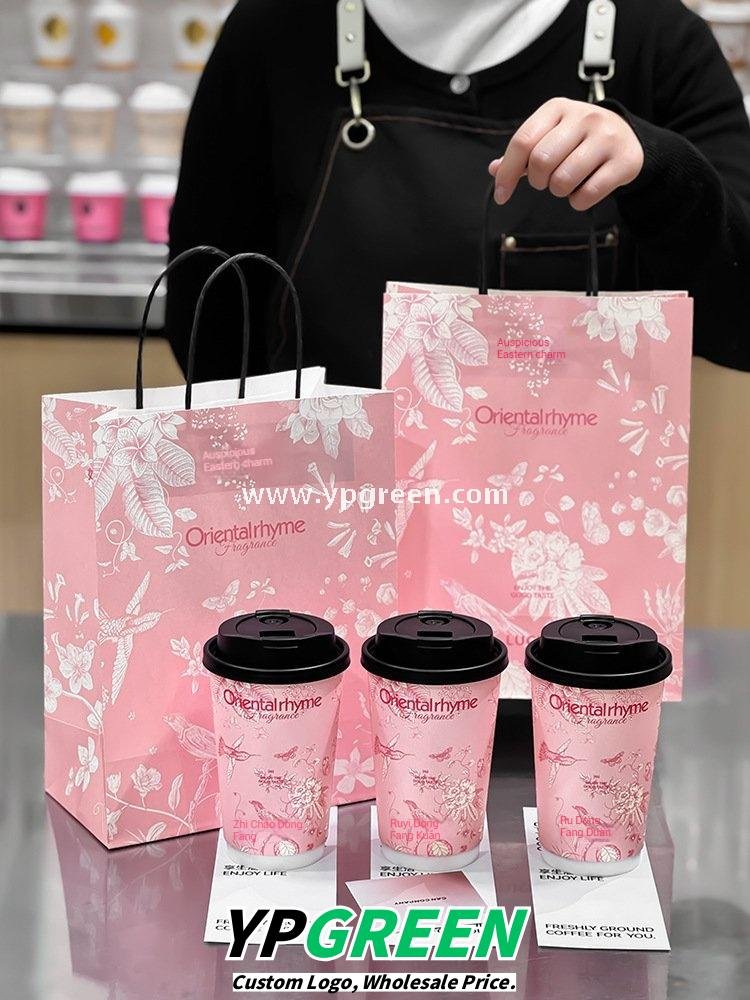 500ml / 600ml UV-Textured Double PE Coated Paper Cups – Hollow Wall Milk Tea Cups for Hot Drinks & Takeaway