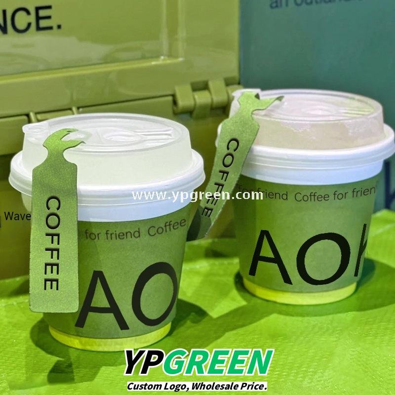 8oz / 10oz / 12oz / 16oz Green Disposable Paper Cups with Lids – Heat-Resistant Coffee Cups for Café & Restaurant