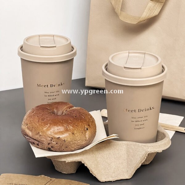 16oz / 500ml Soft-Touch Paper Coffee Cups – Gold Hot Stamping Disposable Cups for Premium Takeaway