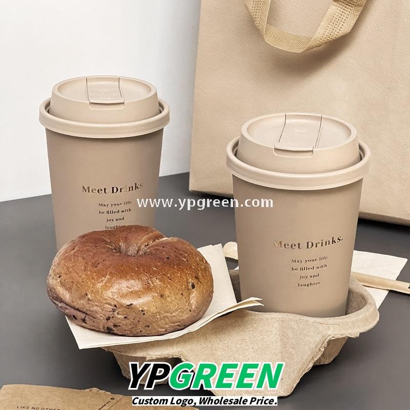 16oz / 500ml Soft-Touch Paper Coffee Cups – Gold Hot Stamping Disposable Cups for Premium Takeaway