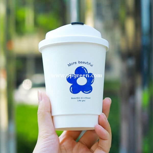 8oz / 12oz Orchid Logo Coffee Paper Cups – Disposable Hot Drink Cups with U-Shaped or Clear Lids
