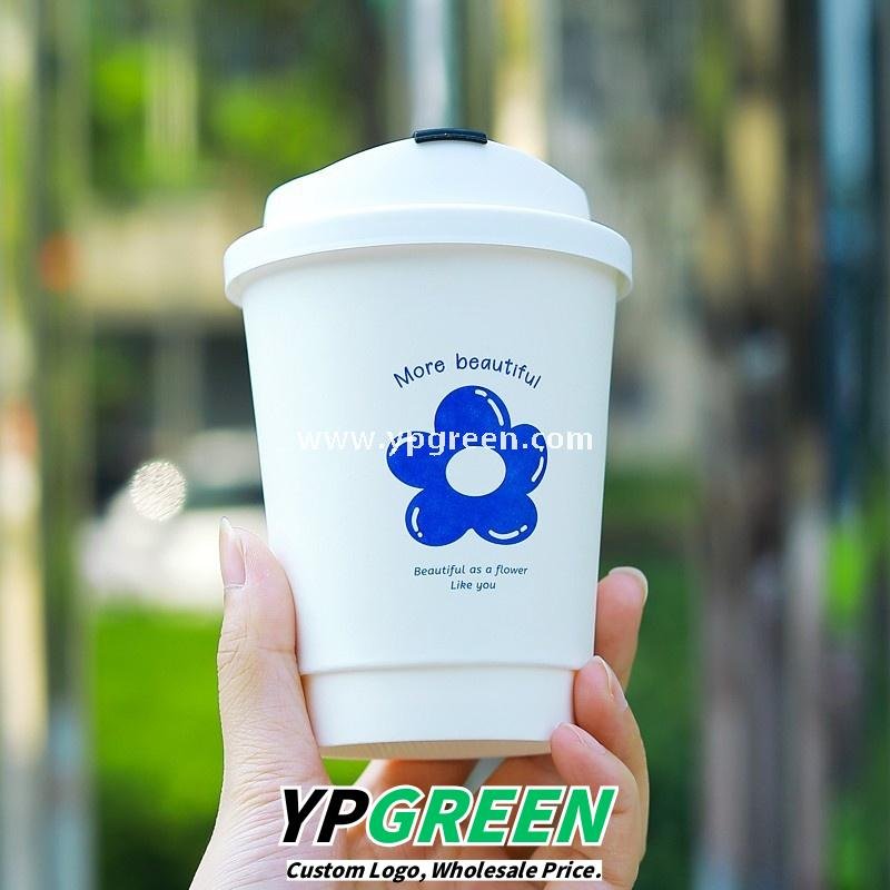 8oz / 12oz Orchid Logo Coffee Paper Cups – Disposable Hot Drink Cups with U-Shaped or Clear Lids