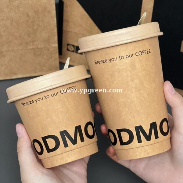 300ml / 400ml / 500ml Disposable Kraft Coffee Cups – Thickened Leak-Proof Paper Cups for Takeaway & Wholesale
