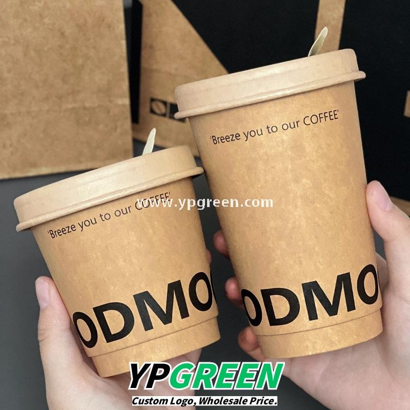 300ml / 400ml / 500ml Disposable Kraft Coffee Cups – Thickened Leak-Proof Paper Cups for Takeaway & Wholesale