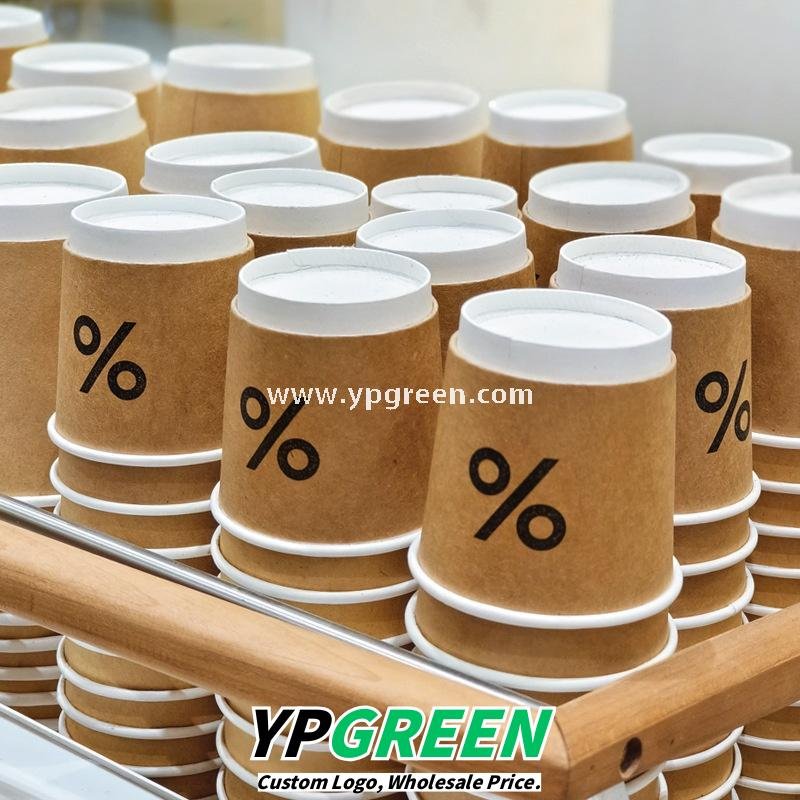 100ml / 280ml / 330ml / 380ml Kraft Coffee Cups with Lids – Thickened Disposable Paper Cups for Hot Drinks & Custom Logo