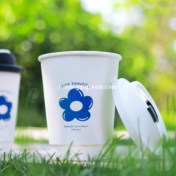 8oz / 12oz Orchid Logo Coffee Paper Cups – Disposable Hot Drink Cups with U-Shaped or Clear Lids