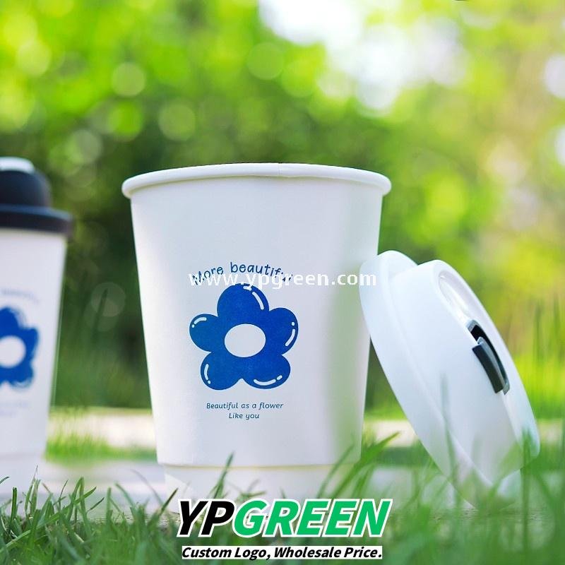8oz / 12oz Orchid Logo Coffee Paper Cups – Disposable Hot Drink Cups with U-Shaped or Clear Lids