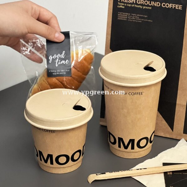 300ml / 400ml / 500ml Disposable Kraft Coffee Cups – Thickened Leak-Proof Paper Cups for Takeaway & Wholesale