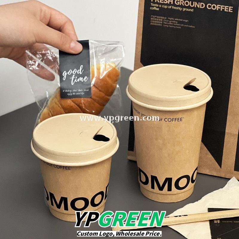 300ml / 400ml / 500ml Disposable Kraft Coffee Cups – Thickened Leak-Proof Paper Cups for Takeaway & Wholesale