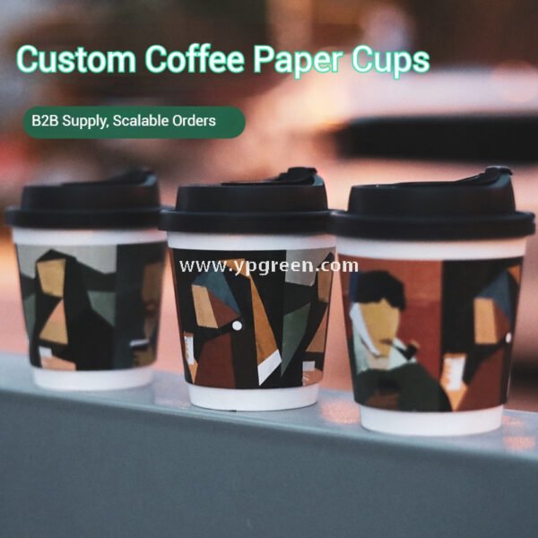 330ml Art Print Disposable Coffee Cup with Lid – Hollow Paper Cup with Famous Painting Design