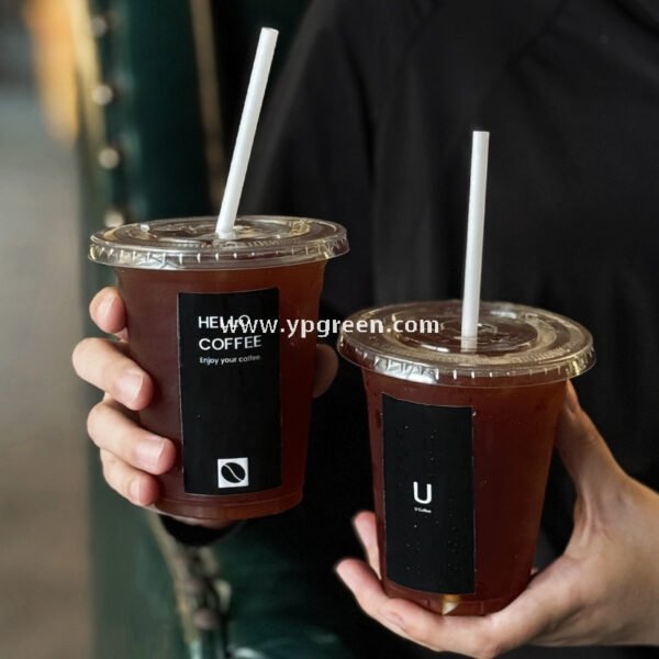 16oz Custom Logo Plastic Coffee Cup – 500ml PET Milk Tea To-Go Cup 9.8x6.5x12.1 cm