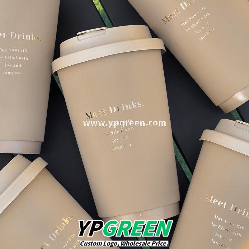 16oz / 500ml Soft-Touch Paper Coffee Cups – Gold Hot Stamping Disposable Cups for Premium Takeaway