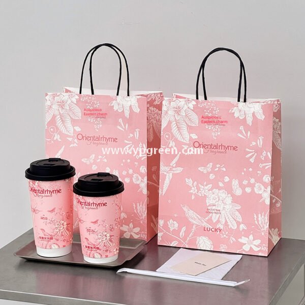 500ml / 600ml UV-Textured Double PE Coated Paper Cups – Hollow Wall Milk Tea Cups for Hot Drinks & Takeaway