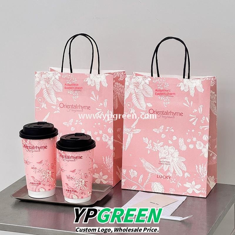 500ml / 600ml UV-Textured Double PE Coated Paper Cups – Hollow Wall Milk Tea Cups for Hot Drinks & Takeaway