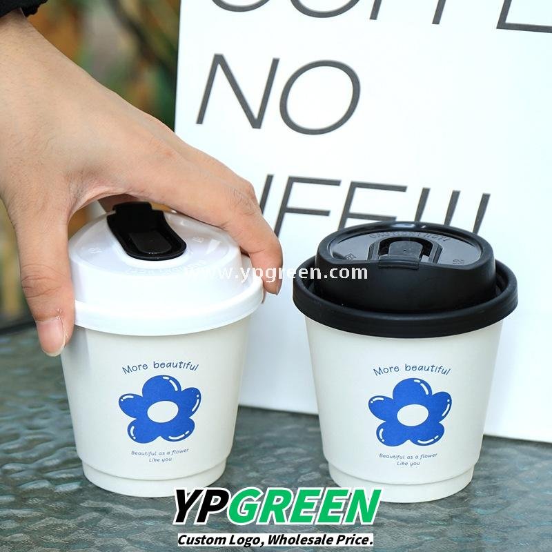 8oz / 12oz Orchid Logo Coffee Paper Cups – Disposable Hot Drink Cups with U-Shaped or Clear Lids