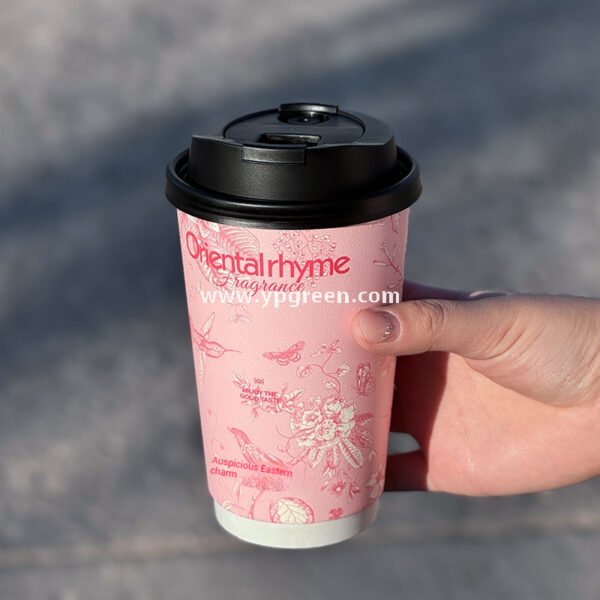 500ml / 600ml UV-Textured Double PE Coated Paper Cups – Hollow Wall Milk Tea Cups for Hot Drinks & Takeaway