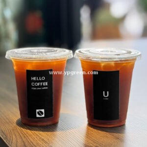 16oz Custom Logo Plastic Coffee Cup – 500ml PET Milk Tea To-Go Cup 9.8x6.5x12.1 cm