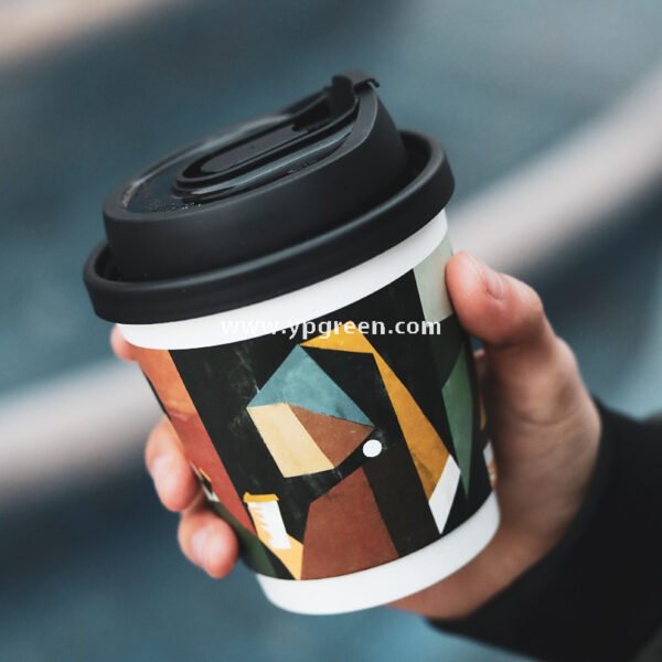 330ml Art Print Disposable Coffee Cup with Lid – Hollow Paper Cup with Famous Painting Design