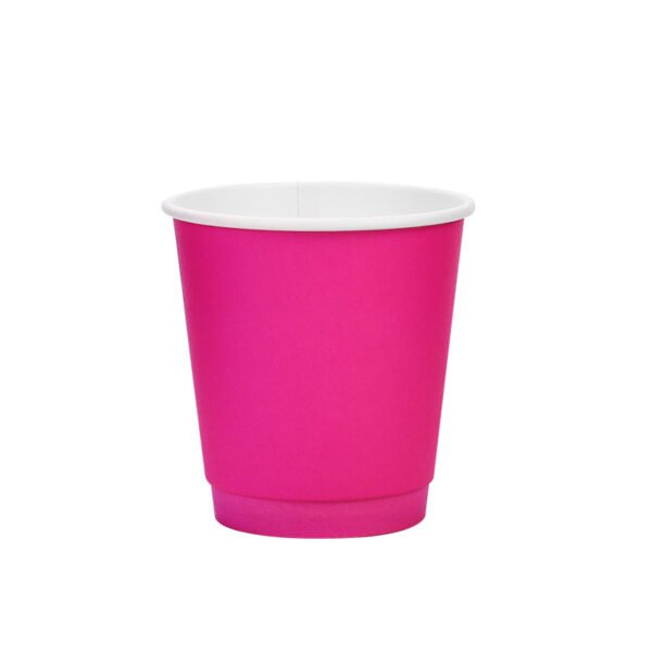 330ml Neon Pink Coffee Paper Cup with Neon Green Tie – Disposable To-Go Drink Cup with Lid & Strap