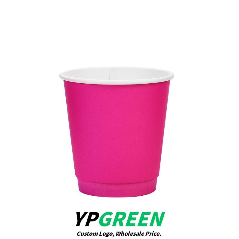 330ml Neon Pink Coffee Paper Cup with Neon Green Tie – Disposable To-Go Drink Cup with Lid & Strap