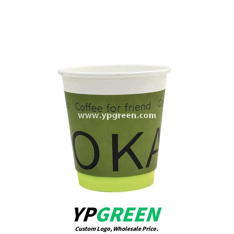 8oz / 10oz / 12oz / 16oz Green Disposable Paper Cups with Lids – Heat-Resistant Coffee Cups for Café & Restaurant