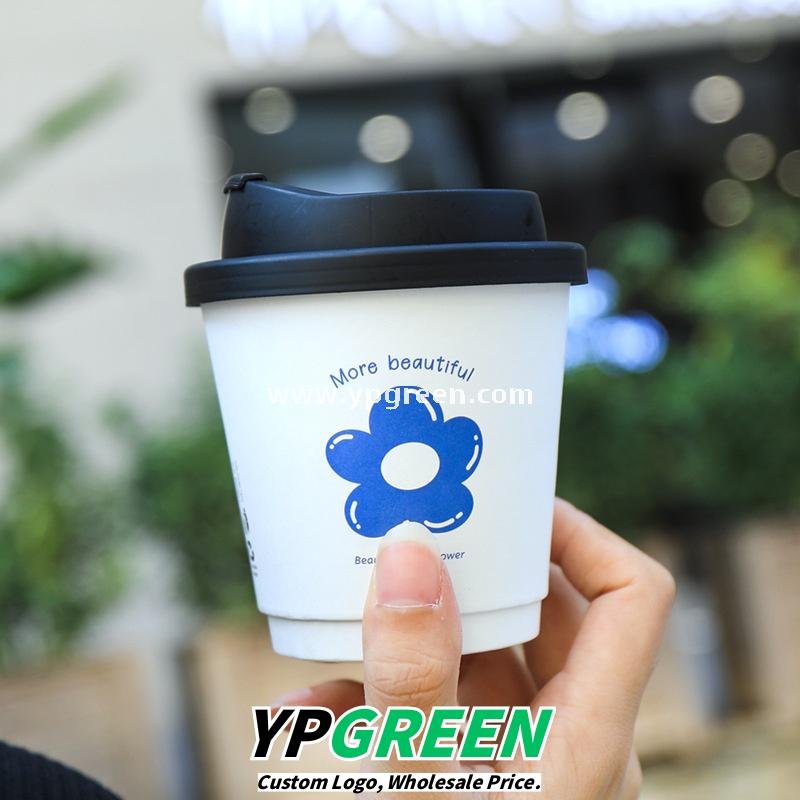 8oz / 12oz Orchid Logo Coffee Paper Cups – Disposable Hot Drink Cups with U-Shaped or Clear Lids