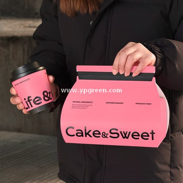 Pink Bakery Boxes for Mousse Cake & Swiss Roll – Disposable Paper Dessert Packaging with Custom Logo Option