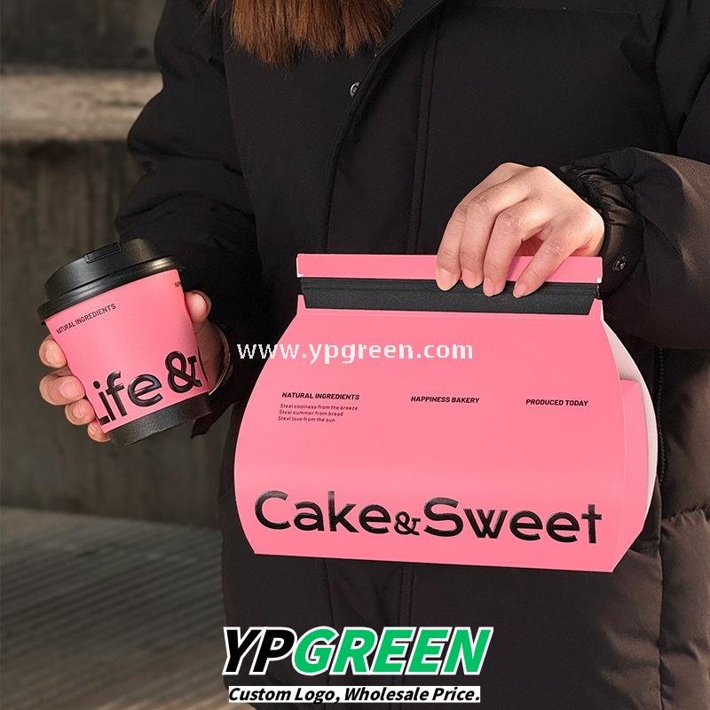 Pink Bakery Boxes for Mousse Cake & Swiss Roll – Disposable Paper Dessert Packaging with Custom Logo Option