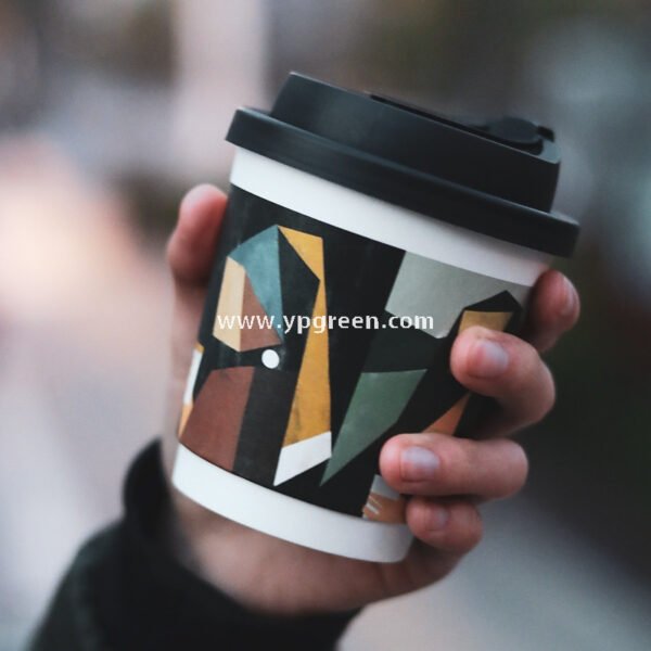 330ml Art Print Disposable Coffee Cup with Lid – Hollow Paper Cup with Famous Painting Design