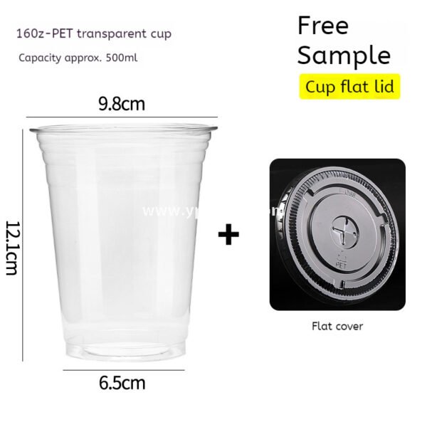 16oz Custom Logo Plastic Coffee Cup – 500ml PET Milk Tea To-Go Cup 9.8x6.5x12.1 cm